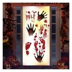 8 Halloween Stickers Fadeless Real Looking Scissors Hammer Bloody Hand.
